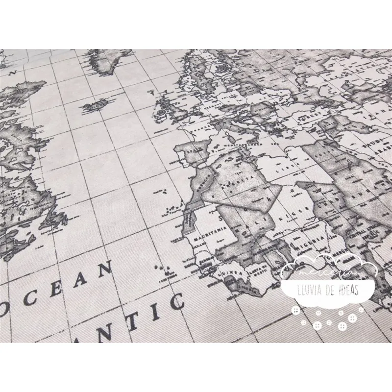 Mantelería antimanchas Mapamundi Gris