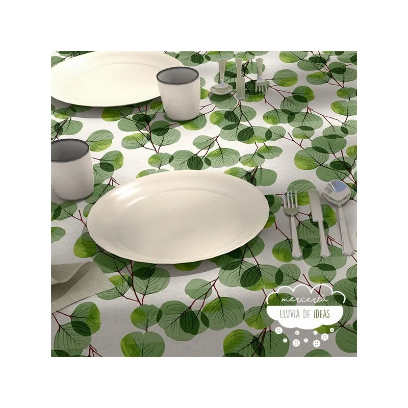 Mantelería antimanchas Hojas verdes