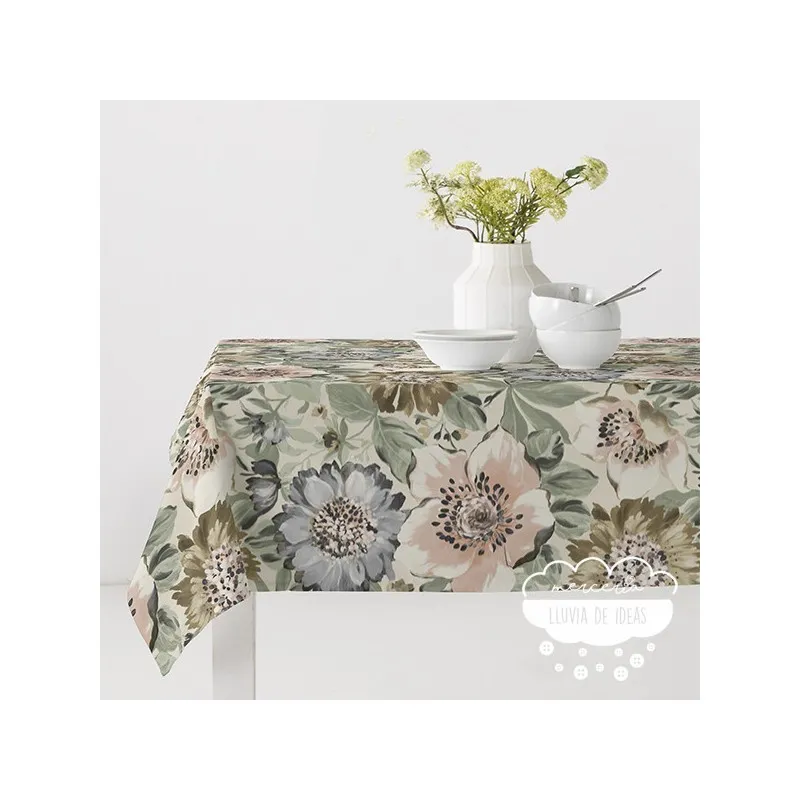 Mantelería antimanchas Flores Soft
