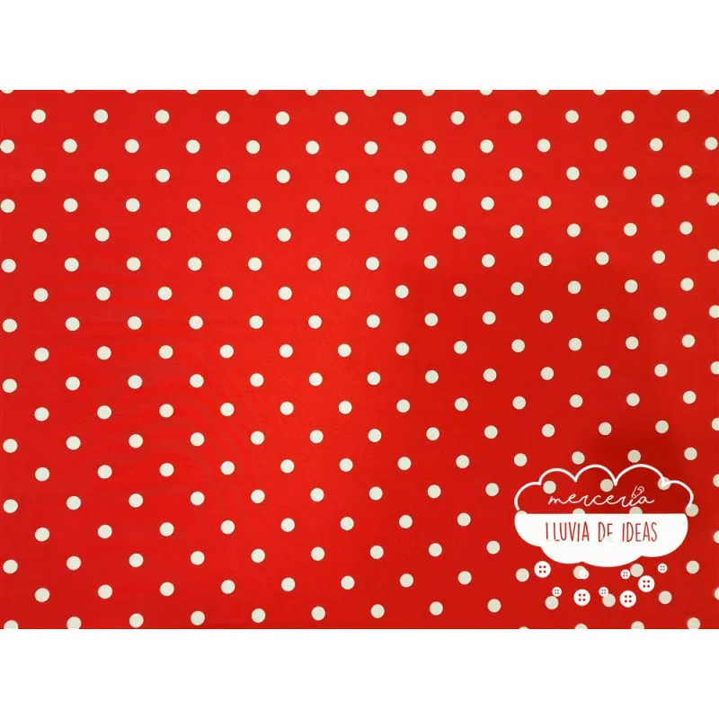 Stretch Lunares blanco fondo rojo
