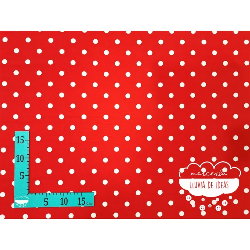 Stretch Lunares blanco fondo rojo