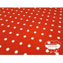 Stretch Lunares blanco fondo rojo