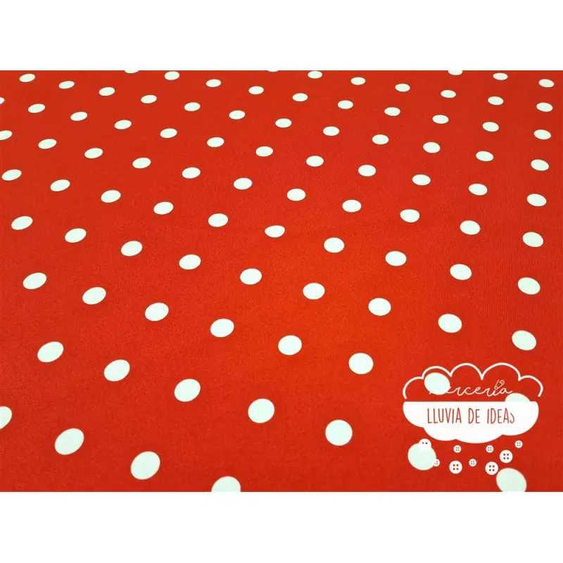 Stretch Lunares blanco fondo rojo