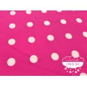 Stretch Lunares blanco fondo fucsia