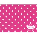 Stretch Lunares blanco fondo fucsia