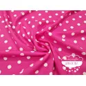 Stretch Lunares blanco fondo fucsia