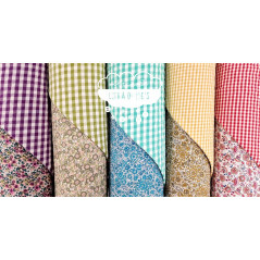 Acolchado reversible Flores y vichy cuadros