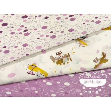 Algodón infantil Nubes púrpura
