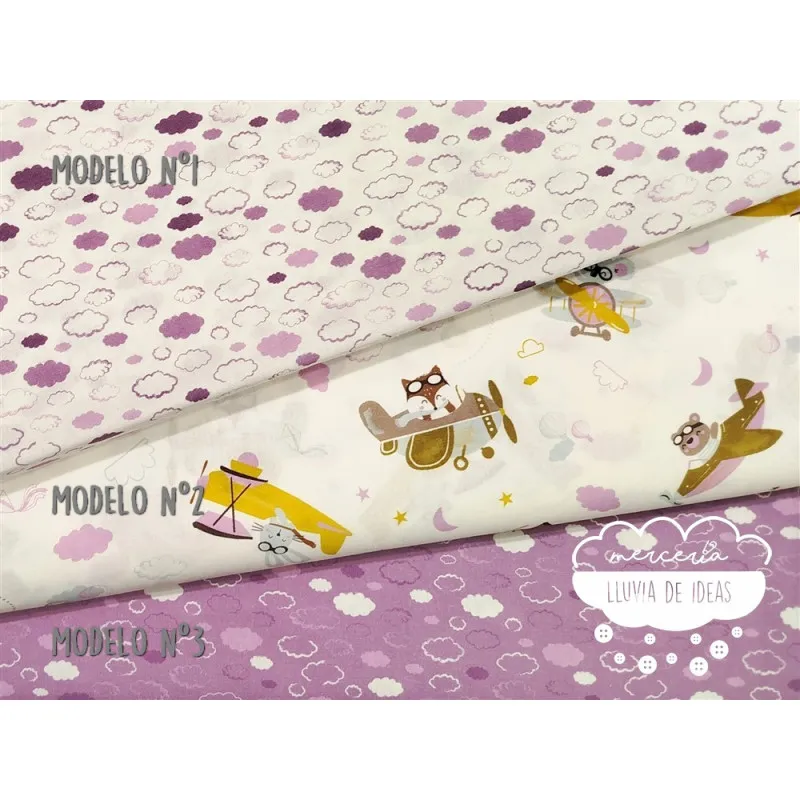 Algodón infantil Nubes púrpura
