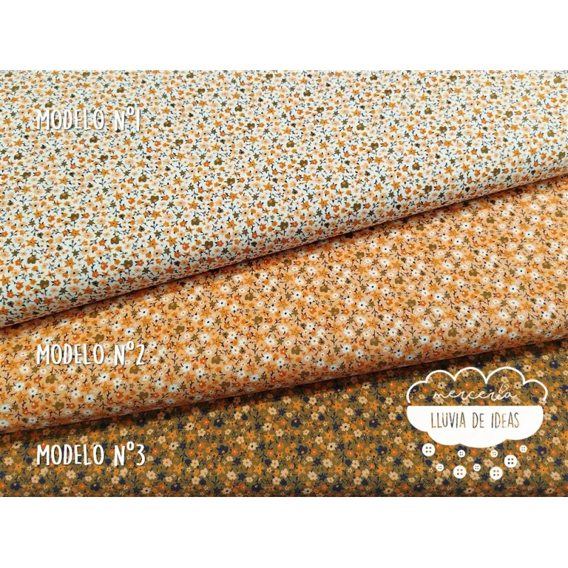 Algodón estampado Flores Orange