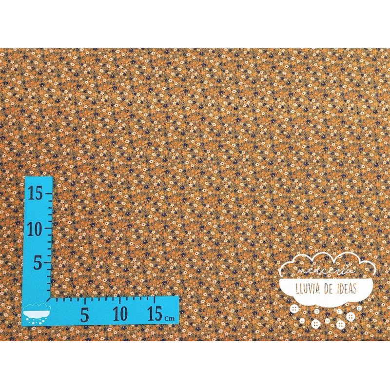 Algodón estampado Flores Orange