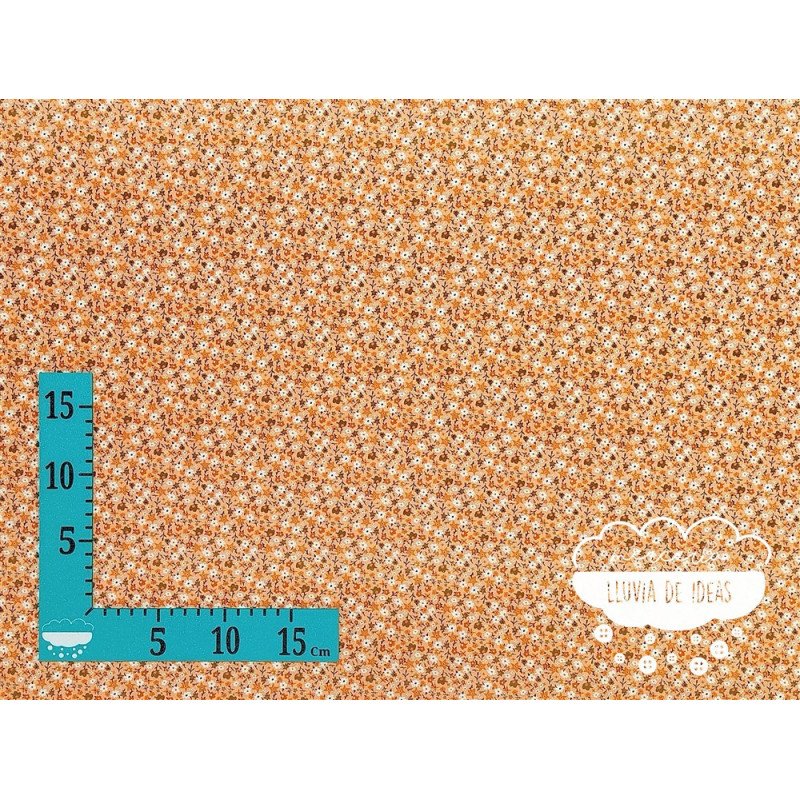 Algodón estampado Flores Orange