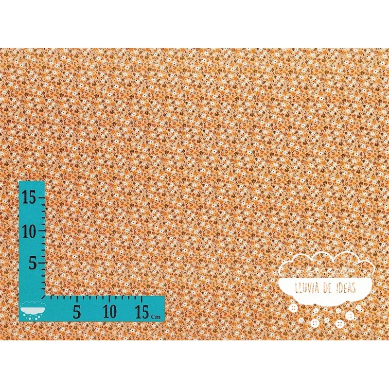 Algodón estampado Flores Orange