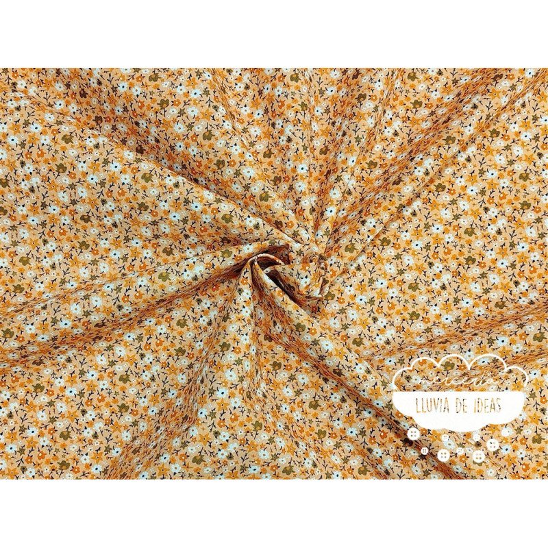 Algodón estampado Flores Orange