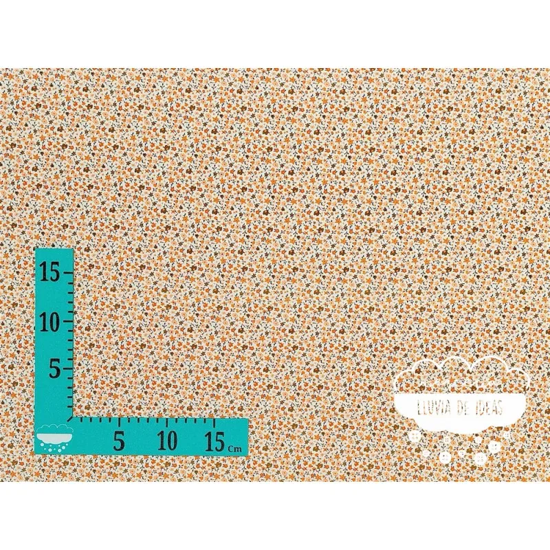 Algodón estampado Flores Orange