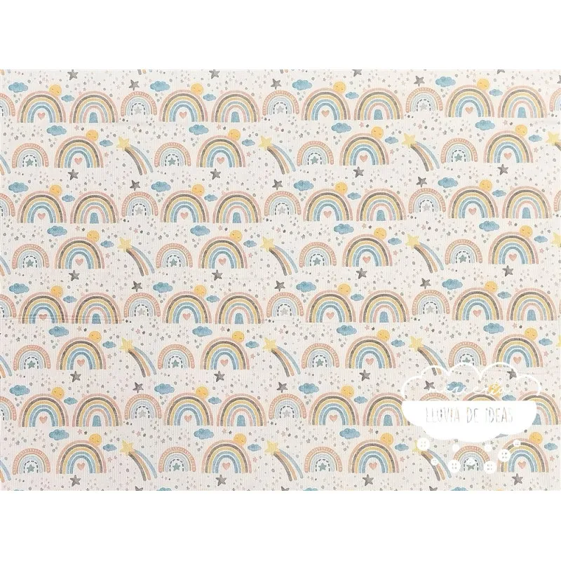 Piqué canutillo Arco iris y estrellas