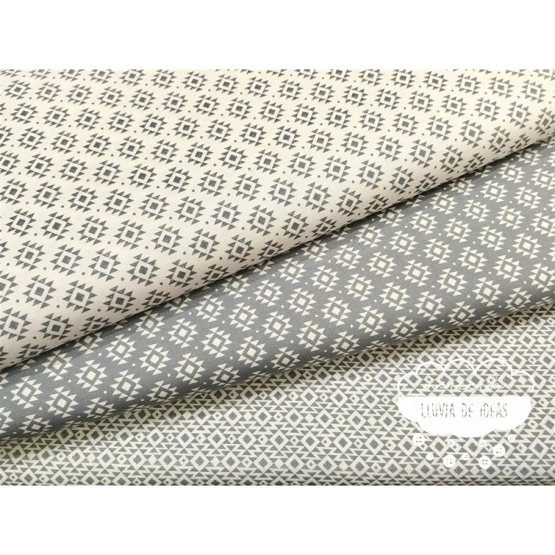 Algodón estampado Geometric gris