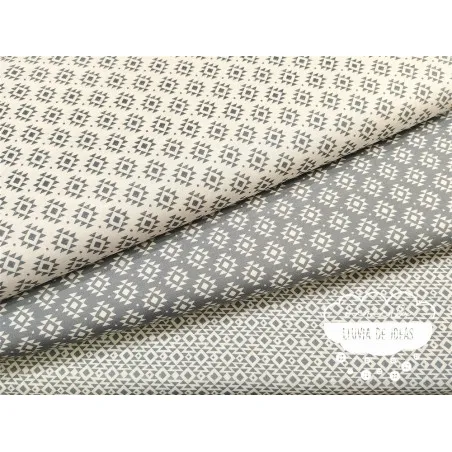 Algodón estampado Geometric gris