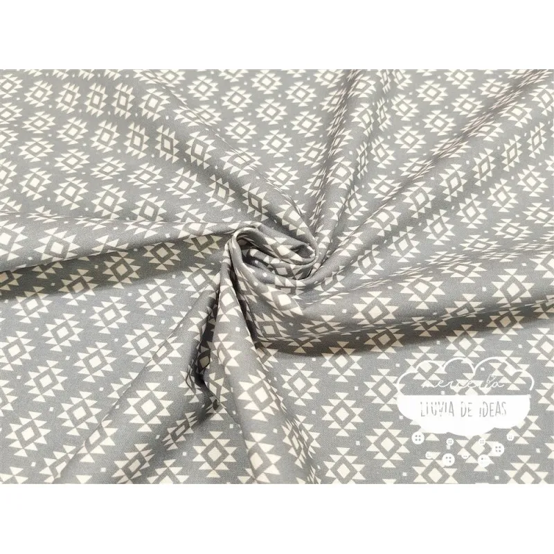 Algodón estampado Geometric gris