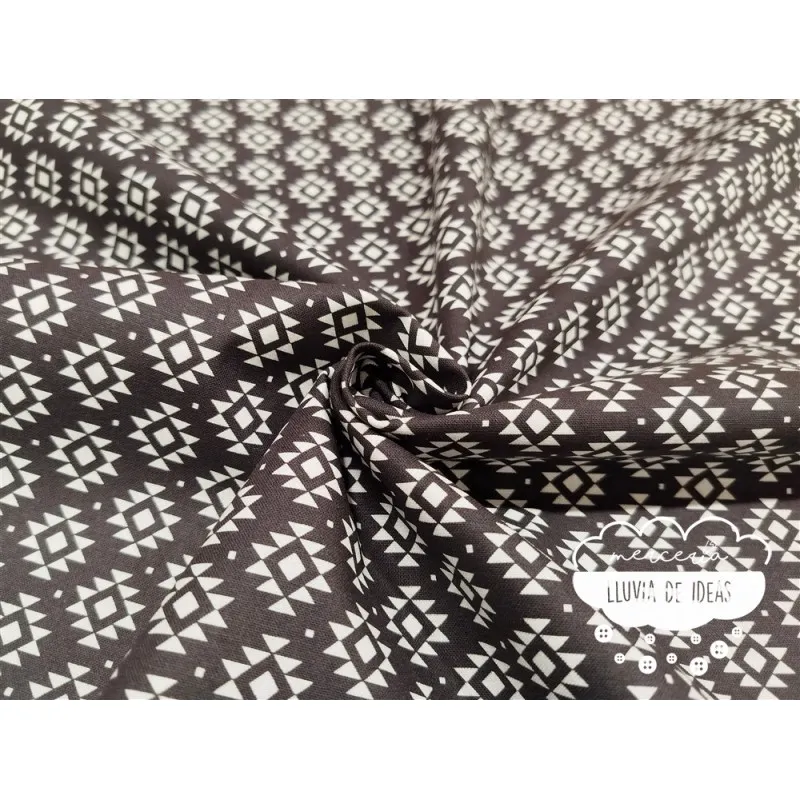 Algodón estampado Geometric negro