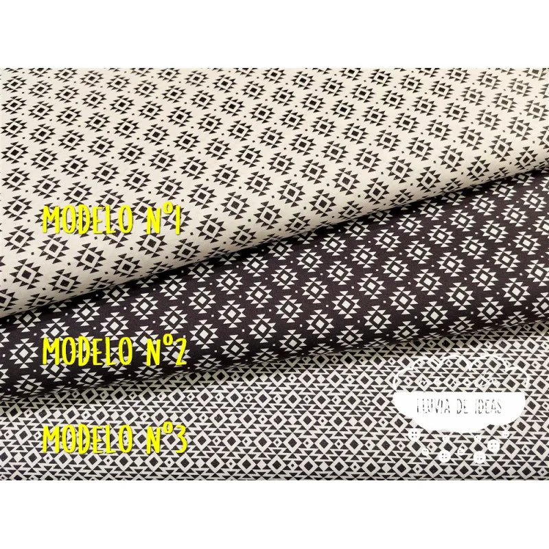Algodón estampado Geometric negro
