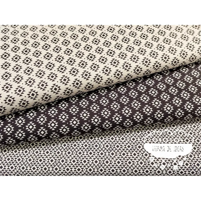 Algodón estampado Geometric negro