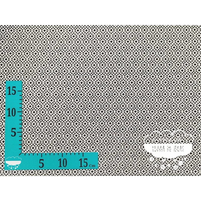 Algodón estampado Geometric negro