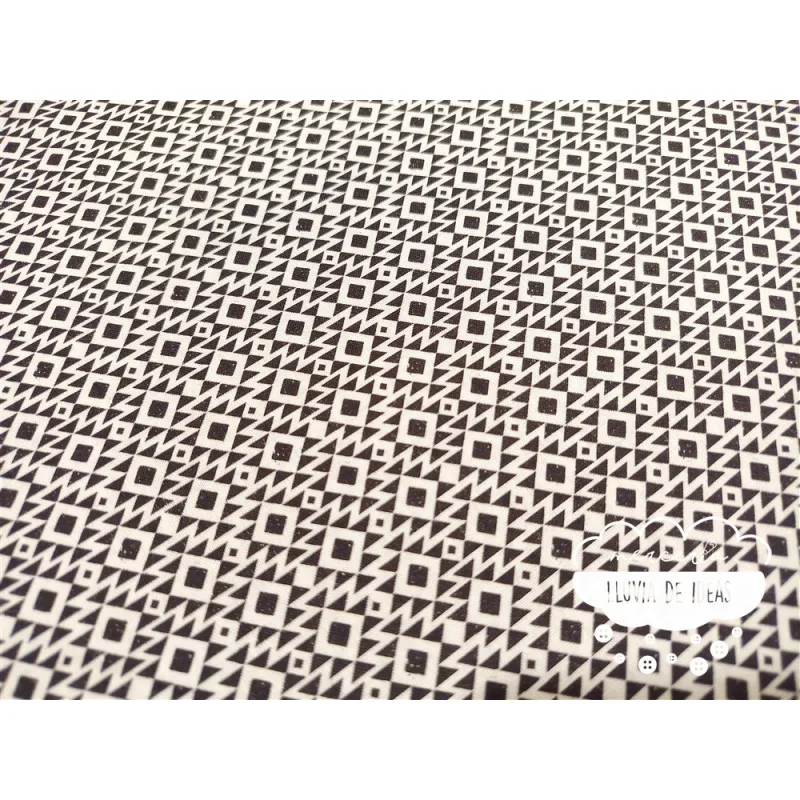 Algodón estampado Geometric negro