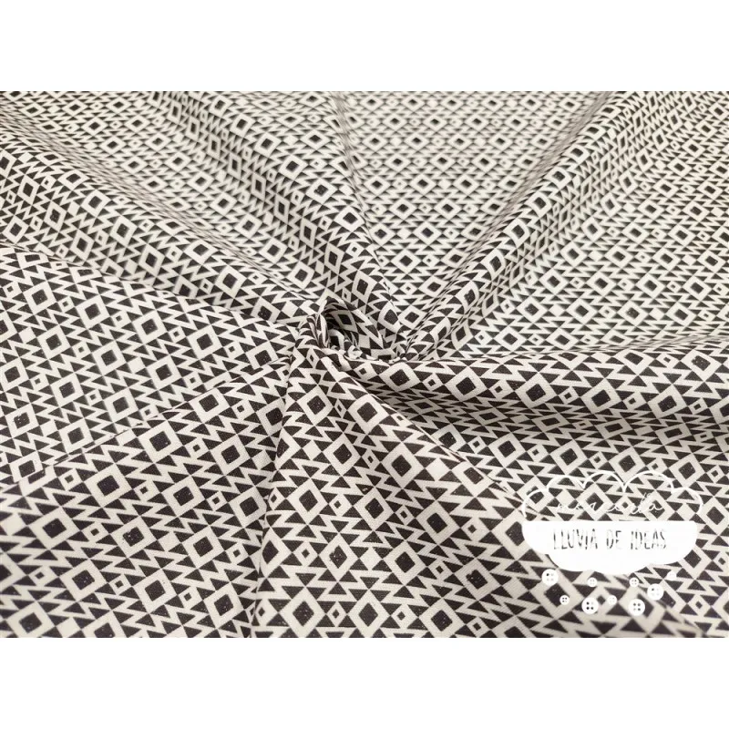 Algodón estampado Geometric negro