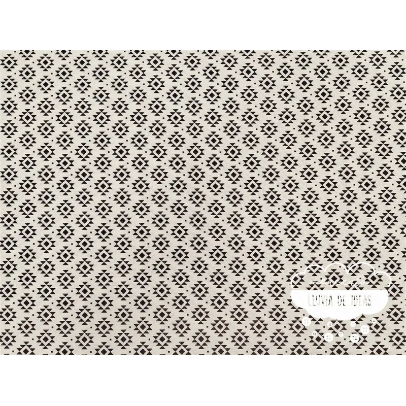 Algodón estampado Geometric negro