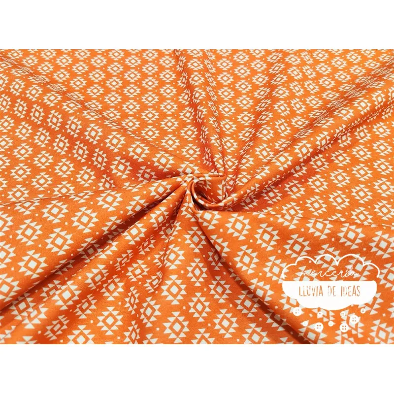Algodón estampado Geometric coral