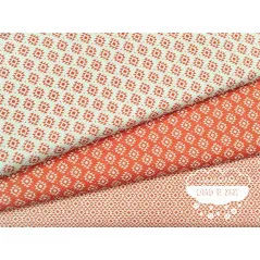 Algodón estampado Geometric coral