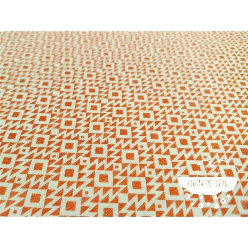 Algodón estampado Geometric coral