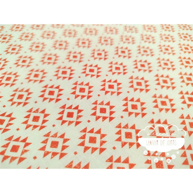 Algodón estampado Geometric coral