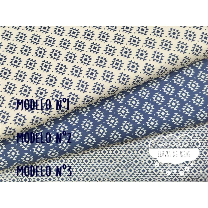 Algodón estampado Geometric marino