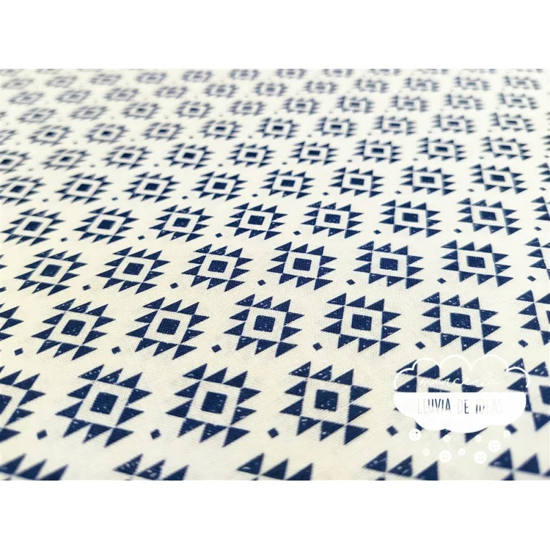 Algodón estampado Geometric marino