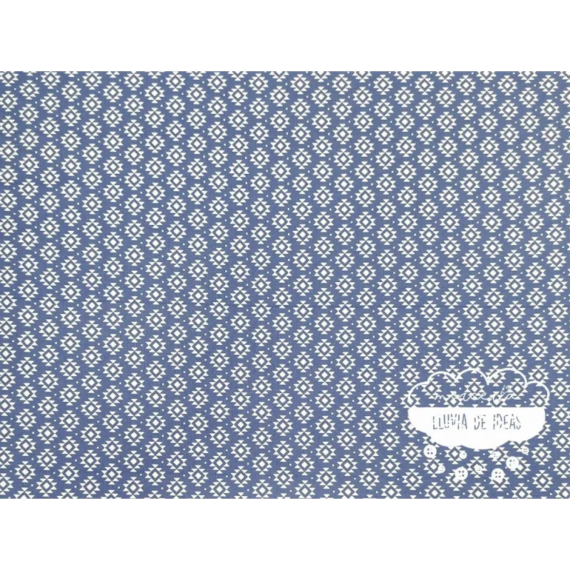 Algodón estampado Geometric marino