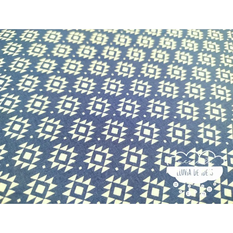 Algodón estampado Geometric marino