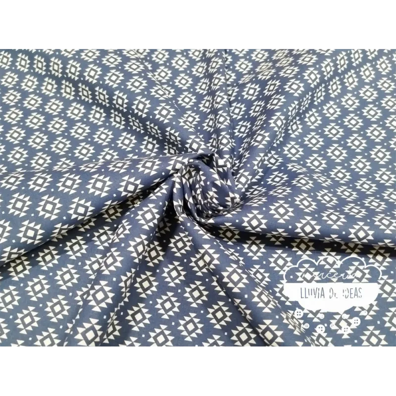Algodón estampado Geometric marino