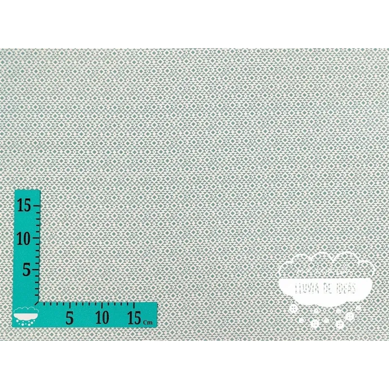 Algodón estampado Geometric Verde agua