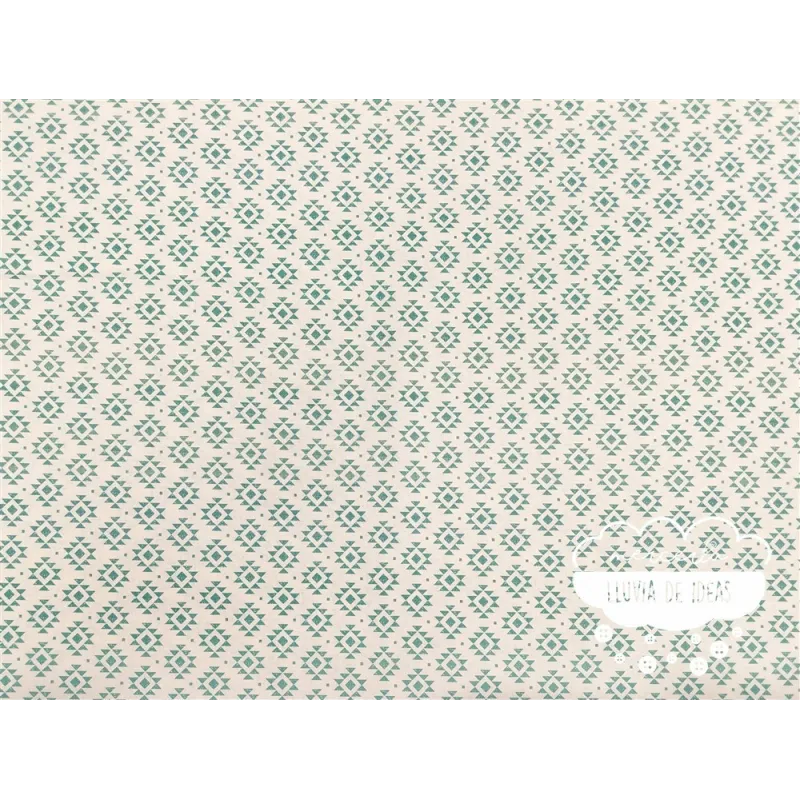 Algodón estampado Geometric Verde agua