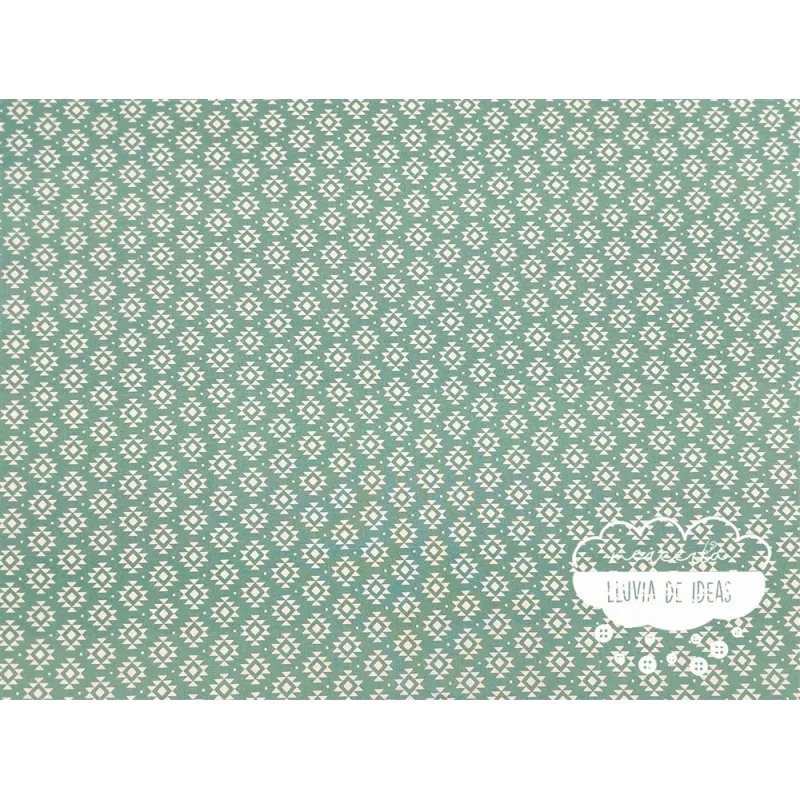 Algodón estampado Geometric Verde agua
