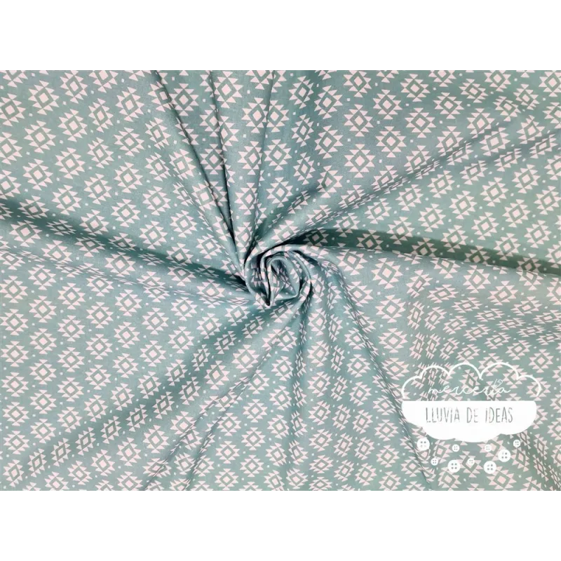 Algodón estampado Geometric Verde agua (9)