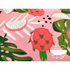Loneta estampada Fruta Dragón Rosa