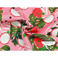 Loneta estampada Fruta Dragón Rosa
