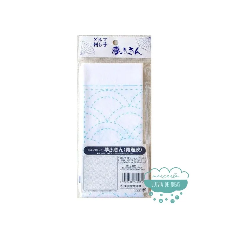 Tela Sashiko Seigaiha blanco