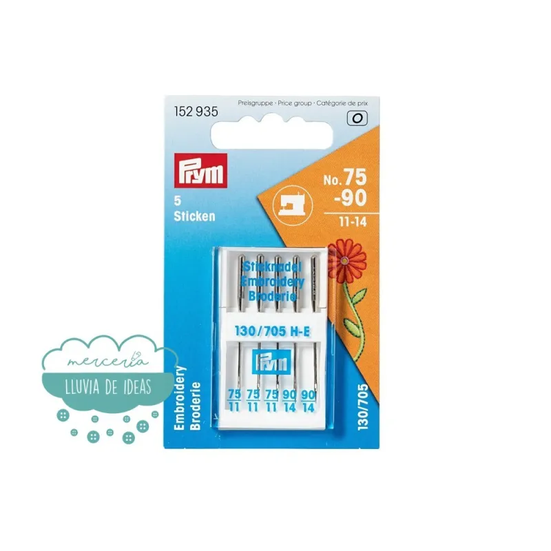 Agujas máquina de coser Bordar 130/705 nº75-90 - Prym Mercería Lluvia de Ideas