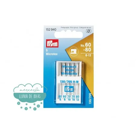 Agujas máquina de coser Microtex 130/705 nº60-80 - Prym