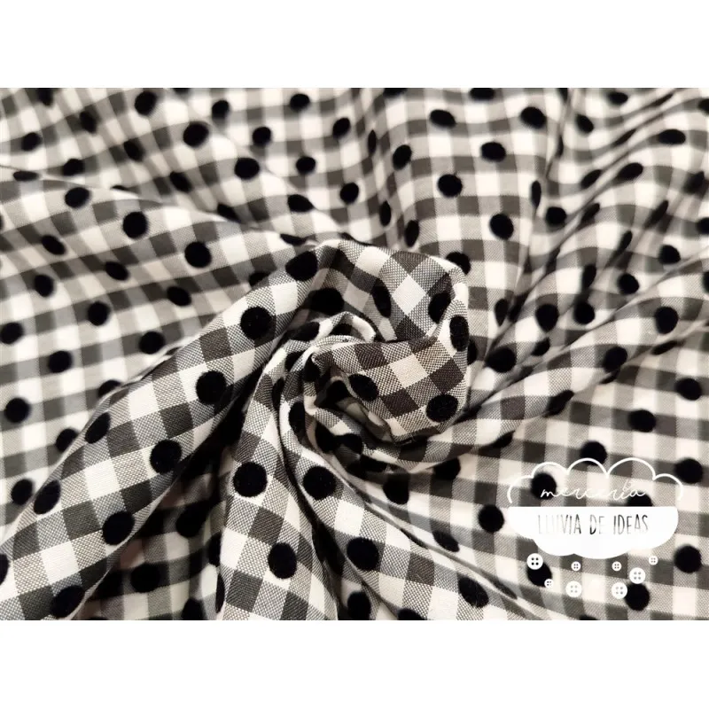 Vichy con lunar flocado Negro