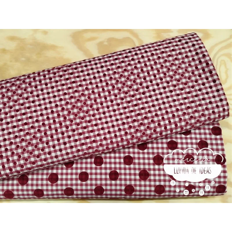 Vichy con lunar flocado Granate